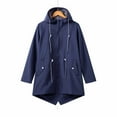 thumbnail image 4 of UTSJKR Women's Hooded Raincoat Windproof Jacket Lightweight Anorak Outdoor Long Sleeve Trench Coat Navy XXXL, 4 of 5