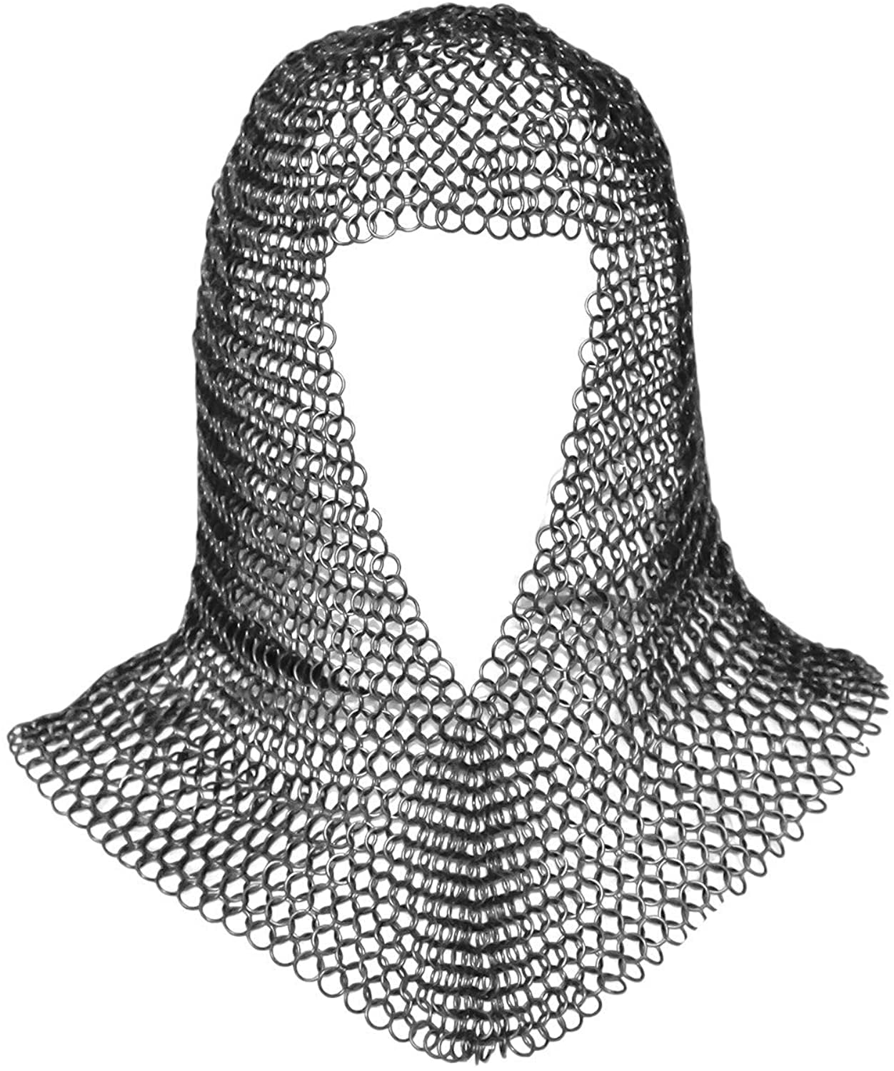 Mythrojan Chainmail Coif Medieval Knight Renaissance Armor Chain Mail Hood Viking LARP 16 Gauge 