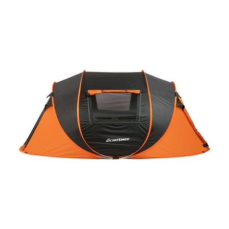 Pop Up Camping Tent 5-8 Person, Black & Orange Instant Tent