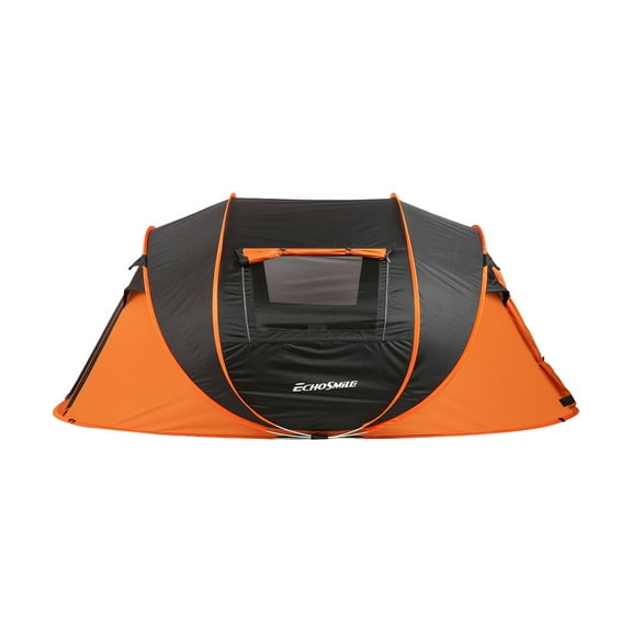 Pop Up Camping Tent 5-8 Person, Black & Orange Instant Tent