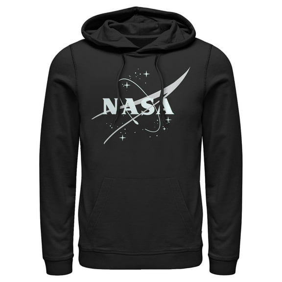 Men's NASA Minimal Logo Pull Over Hoodie Black Large