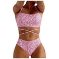 thumbnail image 1 of Aayomet Maillot de Bain Sexy pour Femmes Bikini Fendu Multicolore Maillot de Bain Imprimé devant (Rouge, S), 1 of 5