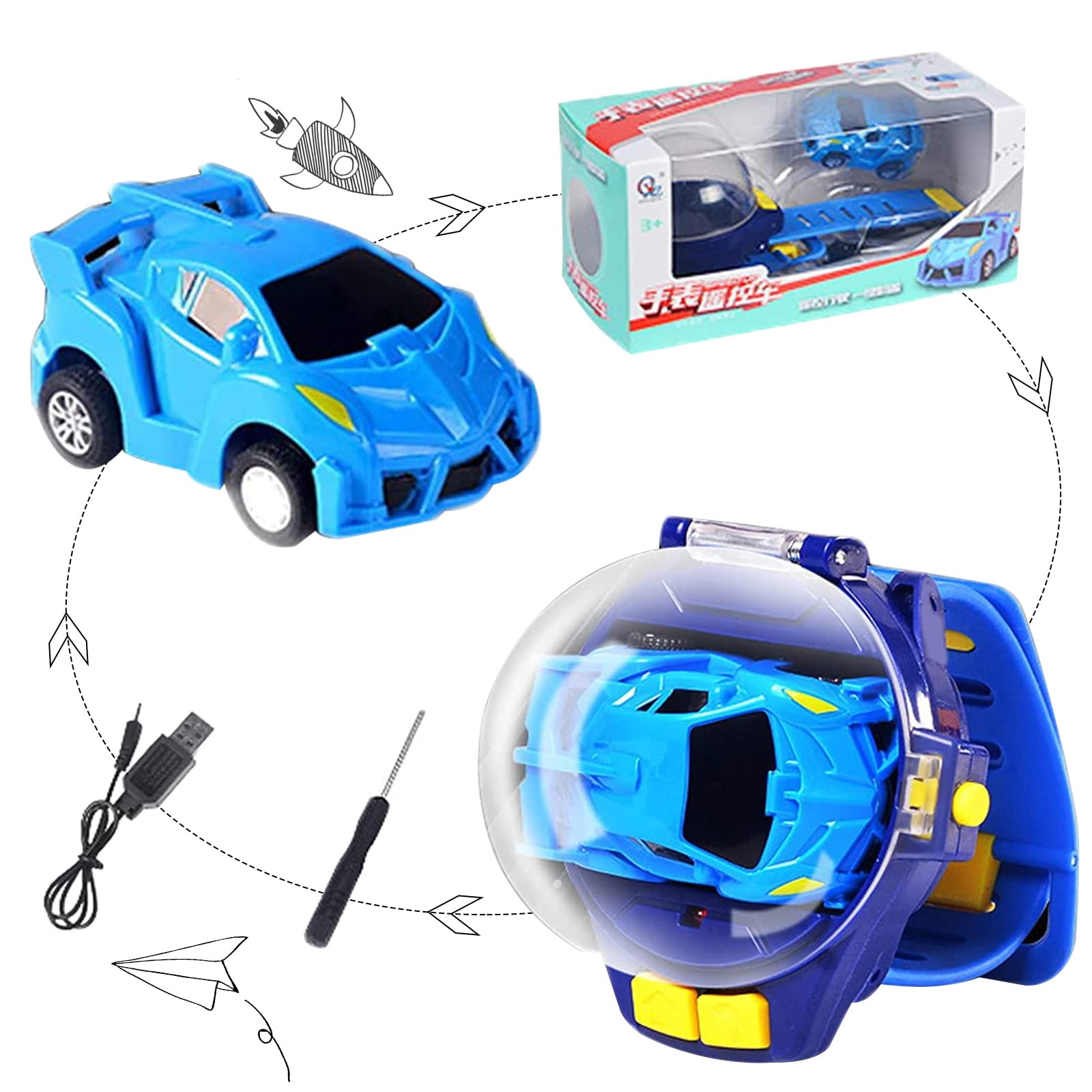 2022 New Mini Remote Control Car Watch Toys, 2.4 GHz Detachable Watch