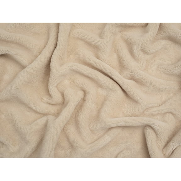 Minerva Core Range Bamboo Cotton Velvet Towelling Fabric Cream - per yard