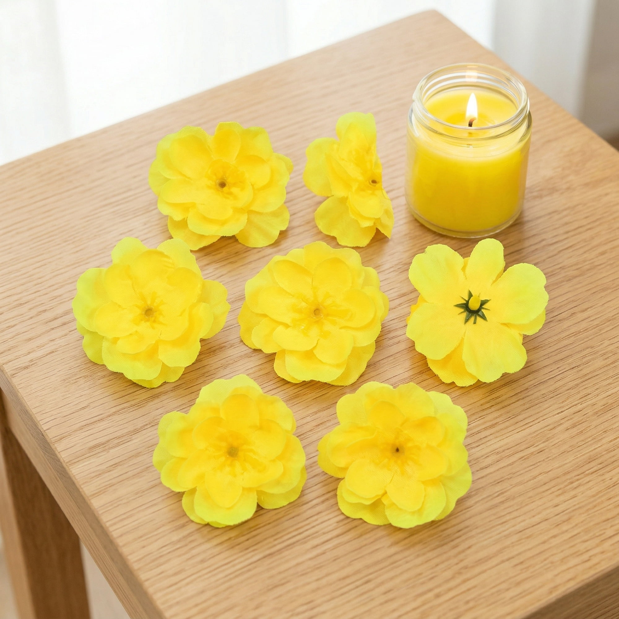 Unique Bargains Artificial Plum Craft Blossom Mini Bouquets Detachable Head Yellow 5.9 in
