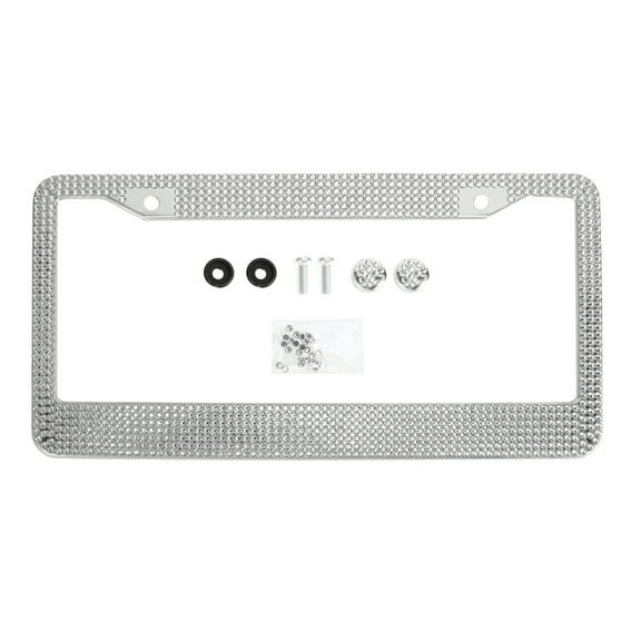 Unique Bargains Stainless Steel License Plate Holder Round Hole Mirror Polished License Plate Holder White