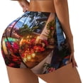 thumbnail image 2 of Kdxio Tropical Beach Candlelight Print Workout Shorts for Women Seamless Soft Smooth Gym Yoga Scrunch Active Shorts, 2 of 5