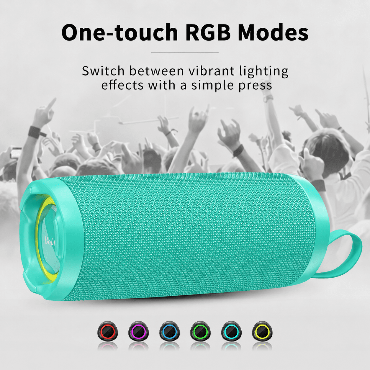 Portable Bluetooth Speaker RGB IPX6 Waterproof, 15W Loud Sound, Deep Bass, Bluetooth 5.3 Wireless Stereo Pairing 15H Playtime, for Home/Outdoor/Party/Beach, Birthday Gift (Teal)