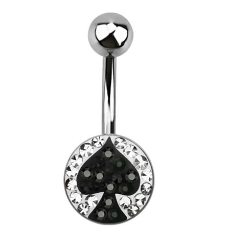 Belly Button Ring Navel Surgical steel belly button ring  disk ferido  gems spade design
