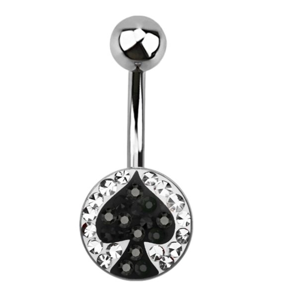 Belly Button Ring Navel Surgical steel belly button ring disk ferido gems spade design