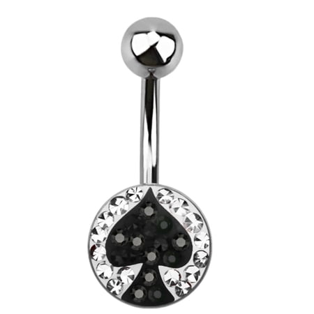 Belly Button Ring Navel Surgical steel belly button ring disk ferido gems spade design