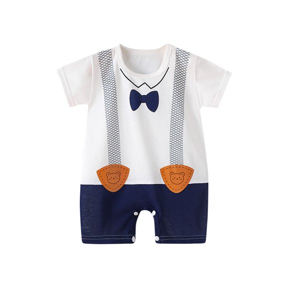 Avrntaa Infant Baby Boy Romper - Kids Round Neck Short Sleeve Playsuit One Piece Outfit 0-24 Months