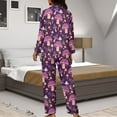 thumbnail image 7 of Kuiaobaty Purple Mushroom Print Women Pajama Sets Long Sleeve Button Up Sleepwear Nightwear Soft Pjs Lounge Sets with Tops and Pants Holiday Nightgown Party Clothes, Size XL, 7 of 7