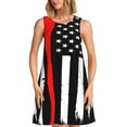 thumbnail image 1 of Gaeub Robe Sans Manches Imprimée Drapeau USA Pompiers pour Femmes, Robe Décontractée de Plage, Robe d'Été Maxi Ample avec Poches, 1 of 7