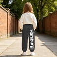 thumbnail image 2 of Shadoumai Girls Casual Sweatpants Letter Graphic Print Kid Activewear Elastic Waist Joggers Joggers For Play Everyday Wear,Girl Uniform Pants 9-10 Years, 2 of 6