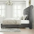 thumbnail image 3 of Merluxy Queen Bed Frame Sleigh Headboard Velvet Tufted Gray, 3 of 9