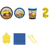 Construction Party Supplies Party Pack For 16 With Gold #2 Balloon