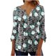 thumbnail image 1 of Blusa de verano para mujer con estampado de pliegues sexy y mangas 3/4 con cuello en V y botones OAVQHLG3B Store  lin121212, 1 of 5