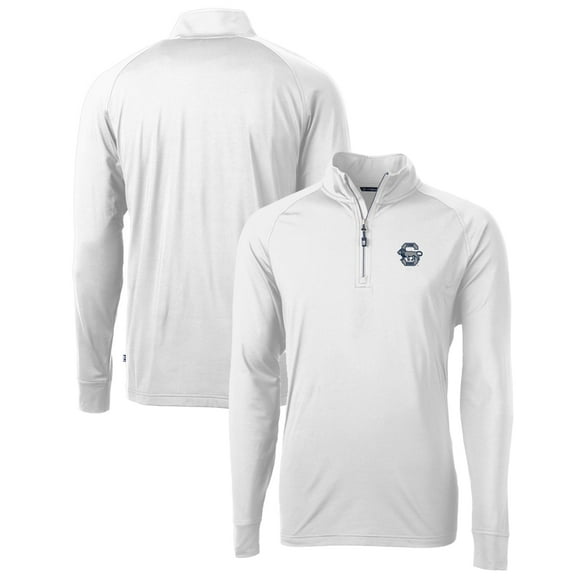 Men's Cutter & Buck White Penn State Nittany Lions Adapt Eco Knit Stretch Recycled Quarter-Zip Pullover Top