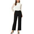 thumbnail image 2 of Allegra K Women's High Waist Pants Elastic Back Straight Leg Work Trousers, 2 of 6