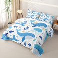 thumbnail image 3 of meiyoeat Cute Ocean Jellyfish Star Whale Twin Quilt Set for Boys Girls, Kawaii Marine Wildlife Twin Coverlet Set, Blue White, 2-Piece, 3 of 7