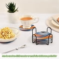 thumbnail image 6 of Blue and Orange Abstract Shape Drink Coasters with Holder Absorbent Coaster for Coffee Table Room Decor 6 Pack, 6 of 7
