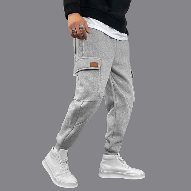 PMUYBHF Male Mens Sweatpants Tall Sizes Male Hiking Cargo Pants Relaxed Fit Drawstring Elastic Waist Joggers Sweatpants Sports Trousers With Pockets