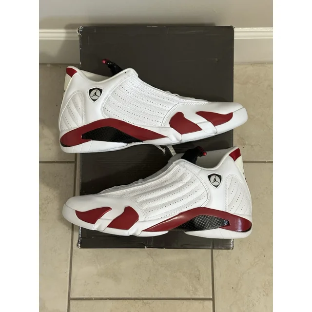 Ni - ke Ni - ke Air Jordan 14 Retro Candy Cane White Varsity Red 487471-101 Size 15 SAMPLES