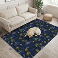 thumbnail image 2 of Area Rugs 4'x6'. Tropical Palm Trees Carpet Runner Indoor Outdoor Rugs Home Decor Aesthetic, Summer Monstera Leaf Sailboat Navy Blue Non Slip Mats Washable Accent Rug for Living Room Bedroom, 2 of 8