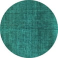 thumbnail image 1 of Ahgly Company Machine Washable Indoor Round Abstract Turquoise Blue Modern Area Rugs, 8' Round, 1 of 4