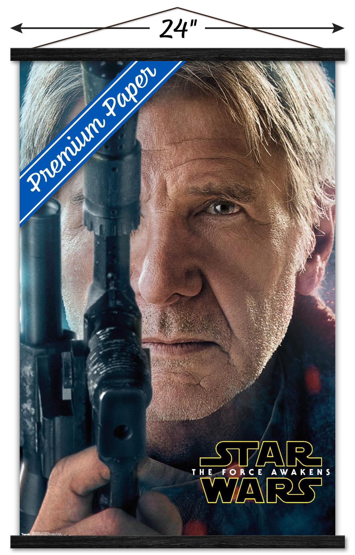 Star Wars: The Force Awakens - Han Portrait Wall Poster with Wooden Magnetic Frame, 22.375" x 34"