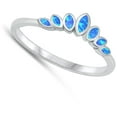 thumbnail image 4 of CHOOSE YOUR COLOR Marquise Blue Simulated Opal Ring .925 Sterling Silver Band CZ Female Size 10, 4 of 4