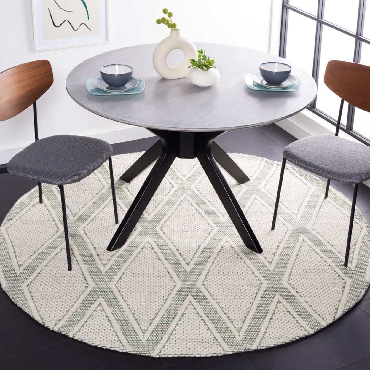 SAFAVIEH Marbella Asa Diamond Area Rug, Green/Ivory, 5' x 8'