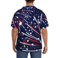 thumbnail image 3 of Balery Red White Blue Fireworks 1 Camisa Casual de Manga Corta con Botones para Hombre, Texturizada, Estilo Cubano, para Playa, Verano-XX-Large, 3 of 5