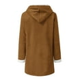 thumbnail image 5 of VEKDONE 2025 Clearance Hoodie Jackets for Women Fall Winter Thickened Plush Long Sleeve Coat with Pockets Trendy Horn Button Solid Color Warm Hooded Outwear Coffee M, 5 of 6