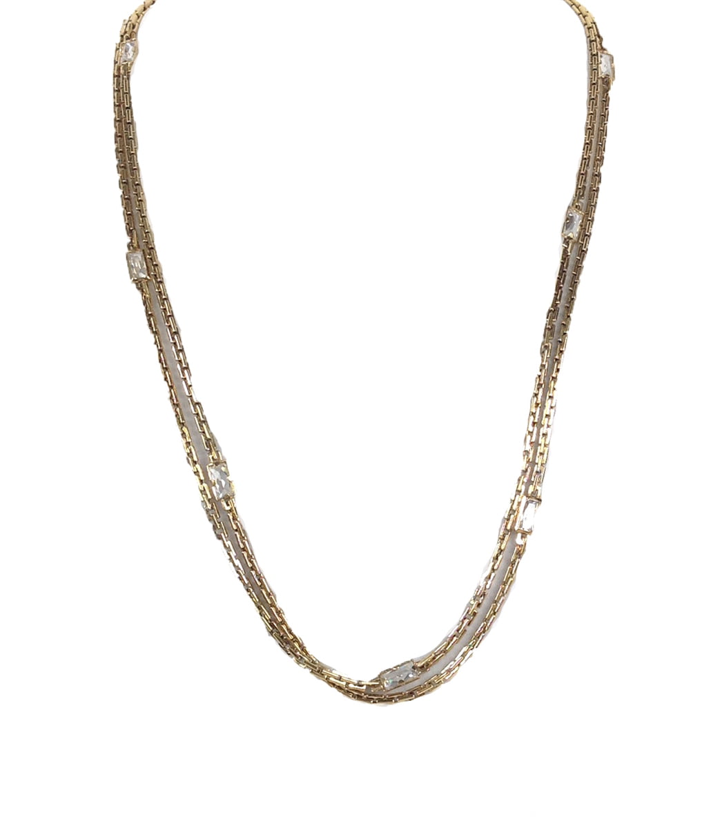 Michael Kors Very Hollywood Crystal Channel Set Chain Necklace 44