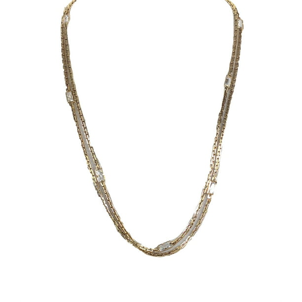 Michael Kors Hollywood Crystal Channel Set Chain Necklace 44"L Gold - Walmart.com