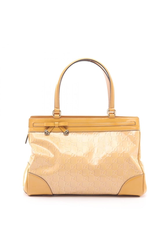 Pre-Owned Gucci Mayfair GG Pattern Tote Bag Handbag Patent Leather Women's Yellow 257612