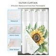 thumbnail image 2 of No Hook Cloth Fabric Shower Curtain with Snap in Liner, Sunflower Waterproof Shower Curtains Set with See Through Top Window, Spring Budding Flowers Seasonal Botanical Bath Curtains Shower 48"x72", 2 of 6