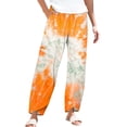 thumbnail image 2 of Women's Casual Pants Striped Linen Pants For Women Summer Casual Wide Leg Pants With Pockets Comfy Cropped Palazzo Pants,Orange Women's Casual Pants L, 2 of 5