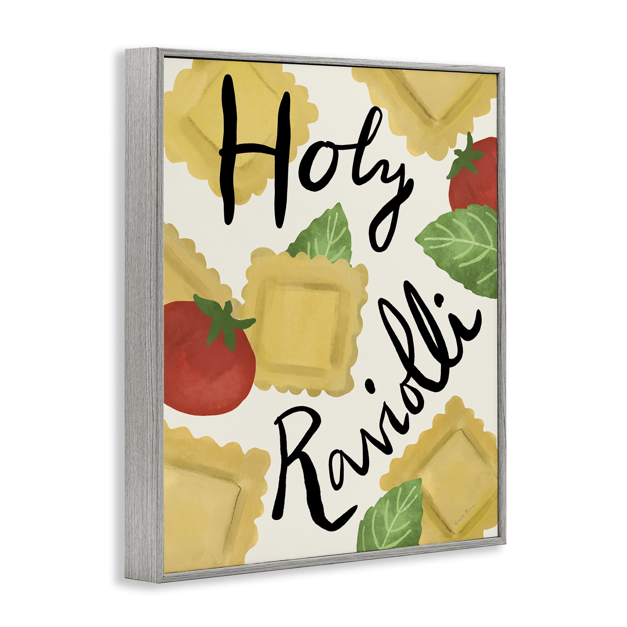 Stupell Industries Funny Holy Ravioli Food & Beverage Painting Gray Framed Art Print Wall Art, 24 x 30