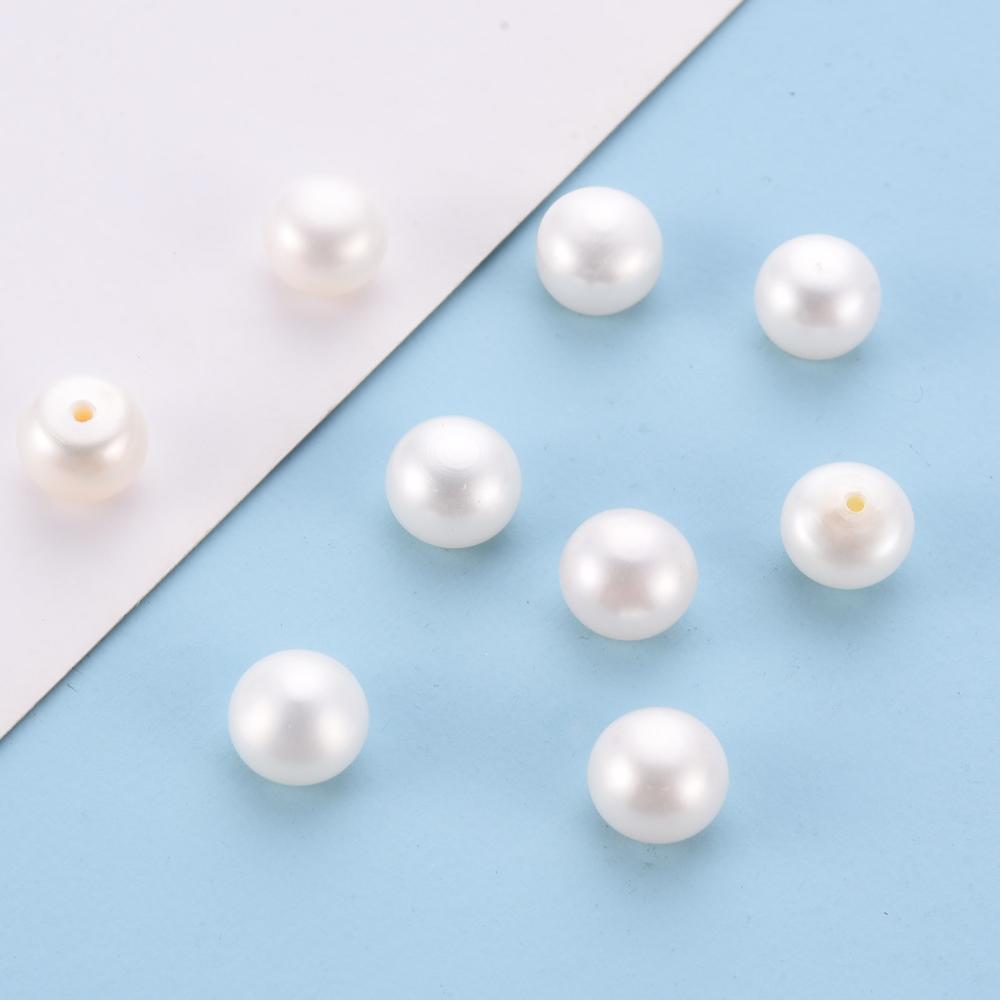 Natural Cultured Freshwater Pearl Beads Grade 3A Half Drilled Rondelle Floral White 7~8x6mm Hole: 0.8mm about 66pcs/board DIY