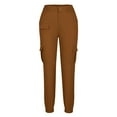 thumbnail image 4 of JWZUY Women's Fashion Casual Skinny High Waist Button Solid Pant Pocket Work Pants Leisure Pants Coffee XXL, 4 of 7