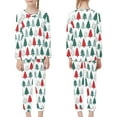 thumbnail image 2 of Renewold Christmas Trees Kids Long Sleeve Pajamas Set Pjs Lounge with Pocket 2 Pieces Lightweight Loungewear Nightwear Loose Fitting Home Life Wear Size 13-14, 2 of 5