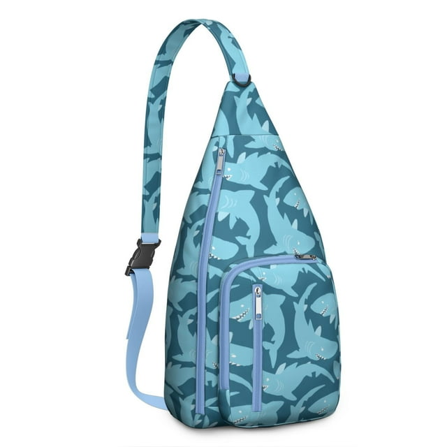 Cute Underwater Shark Sling - Smiling Cartoon Shark with Tropical Fish Design (Beach Vacation Must-Have)