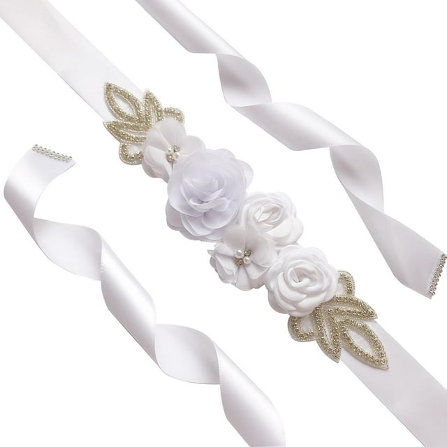 Cinturón de novia para boda, hecho a mano, para boda, fiesta, graduación, baby shower, niñas. Blanco