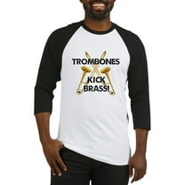 CafePress - Trombones Kick Brass Baseball Jersey - Cotton Baseball Jersey, 3/4 Raglan Sleeve Shirt