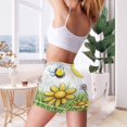 thumbnail image 7 of Women's Satin Pajama Shorts Bees Collect Honey with Pockets, Elastic Waist Sleep Lounge Shorts, 7 of 7