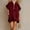 Wine, variant on Women's Casual Short Sleeve Dress with Turndown Collar and Zipper Pocket
