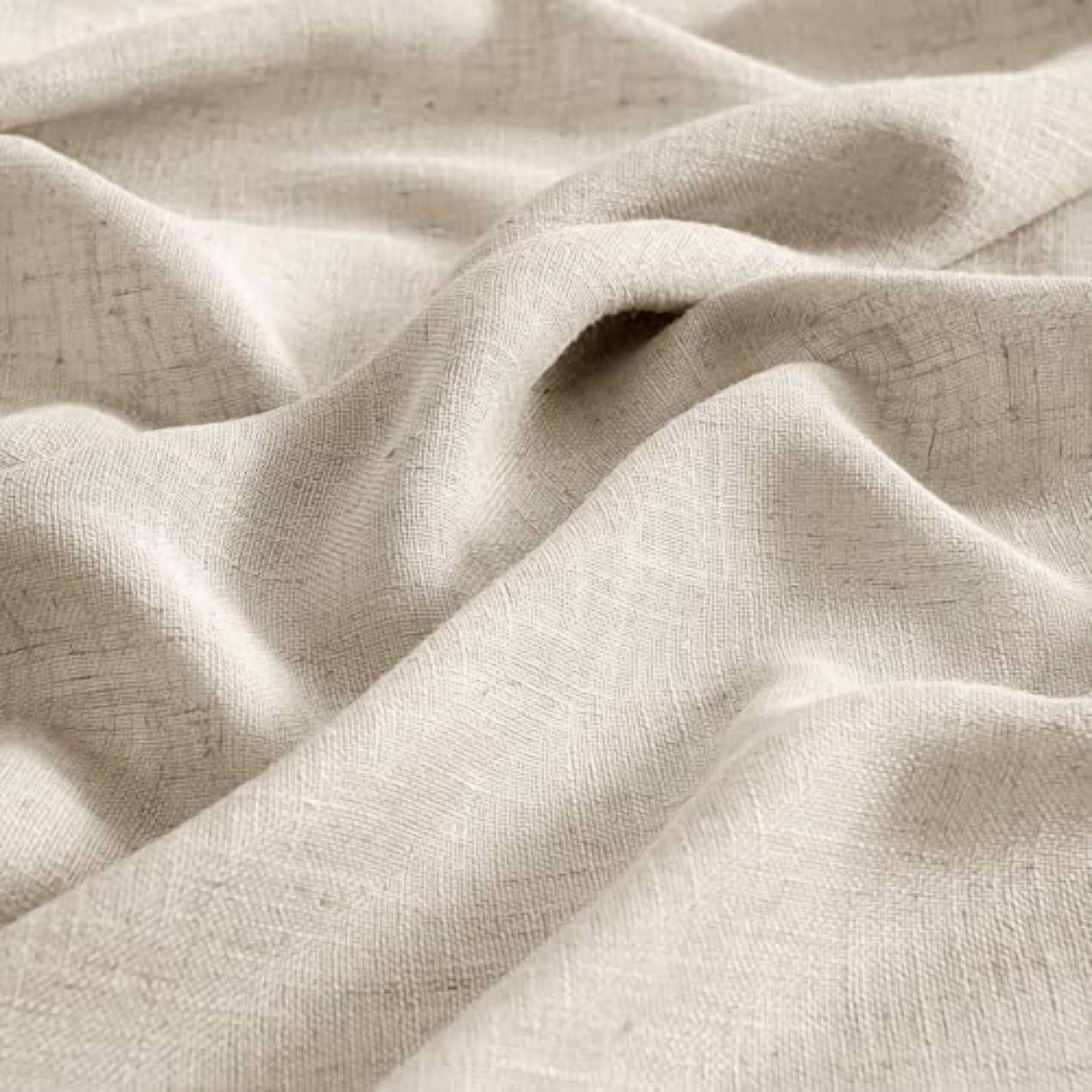 Beige Linen Curtains 54 Inch Length 2 Panels for Bedroom Living Room, Soft Linen Textured Window Drapes Semi Sheer Light Filtering Back Tab Rod Pocket Farmhouse Modern Burlap Look Decor
